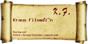Kraus Filomén névjegykártya